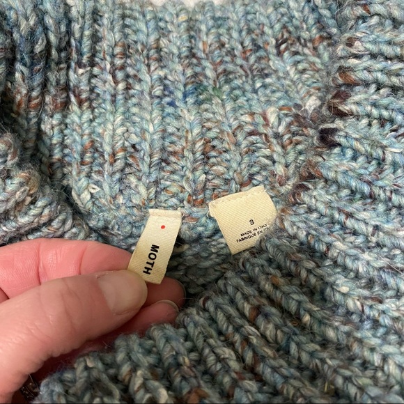 Anthropologie Moth Alpaca/Wool Blend Cowl Neck Knit Sweater Blue/Green Small - Picture 9 of 13